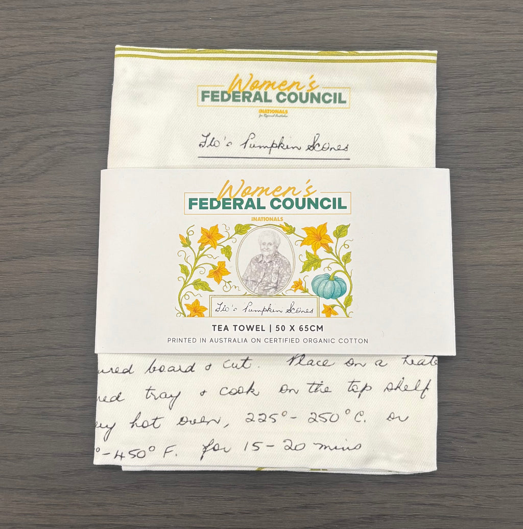 Women's Federal Council "Flo's Pumpkin Scones" Organic Cotton Tea Towel